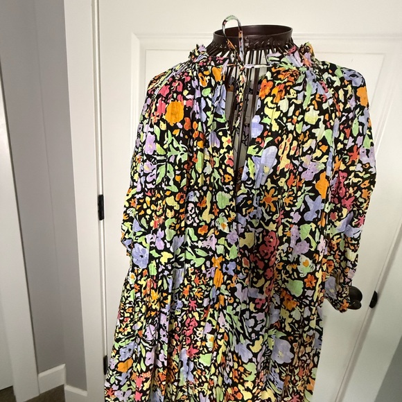 Garmentory Mii Collection Mona Cotton Maxi Dress Large Black Floral / no tie - Picture 7 of 8